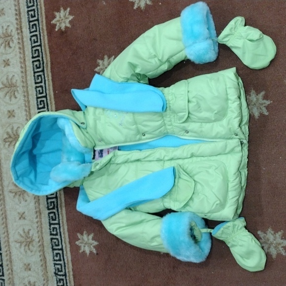 ZeroXposur Girls' Green Coat, Scarf, mittens and Hooded Coat, Size 4T - Zipper - Picture 4 of 12